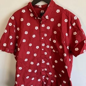 J. Crew Factory Red Lotus Button Down Shirt